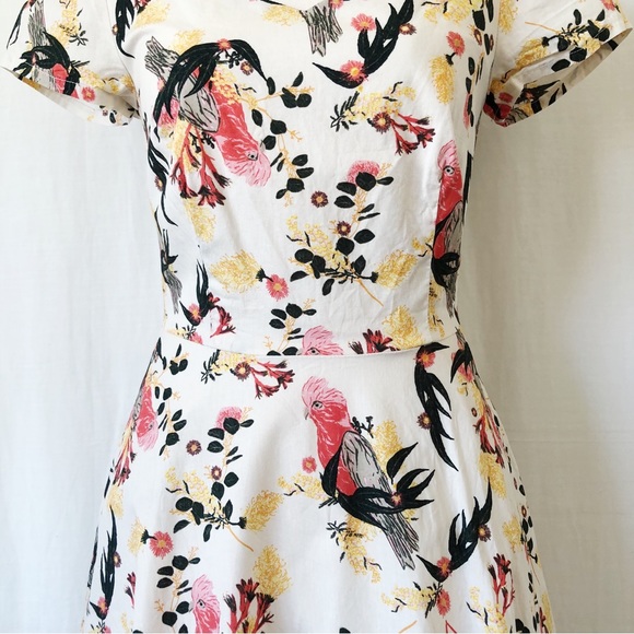 REVIVAL Size 6 Pink Floral Galah Cotton Fit & Flare Rockabilly Dress Australian - Picture 6 of 12